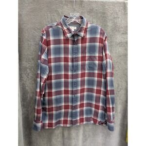 Plaid Button Up Shirt Men's Large Red Blue Oeko Tex American Patriot Lumberjack‎